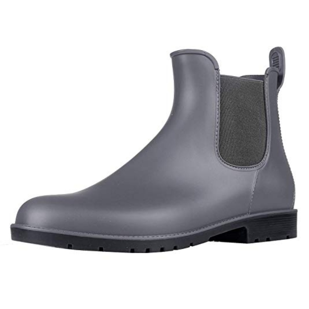 Waterproof Ankle Boots Chelsea Rain Slip On Gray